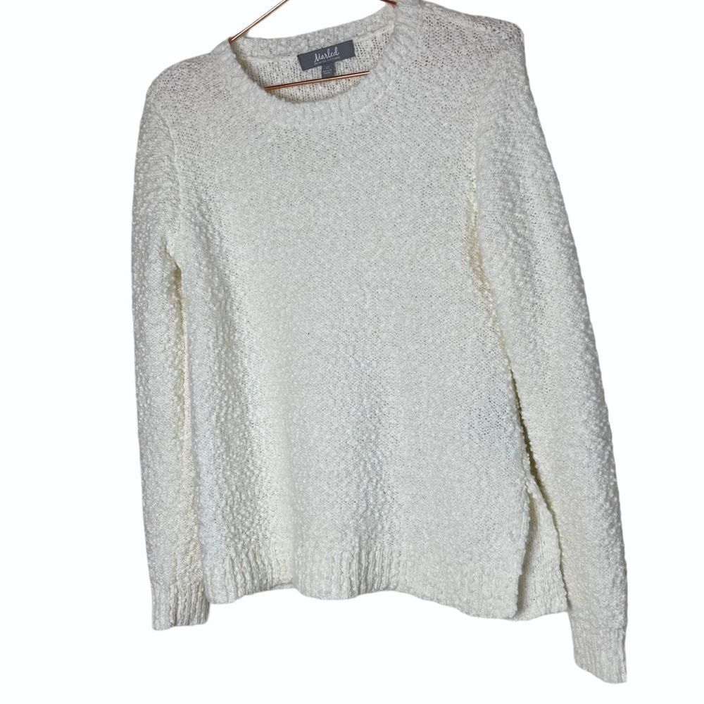 NWOT Marled White Knit Sweater XS